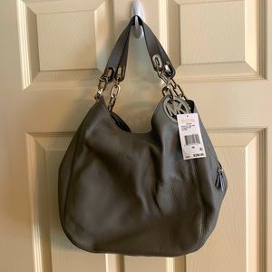 NWT Michael Kors gray leather handbag